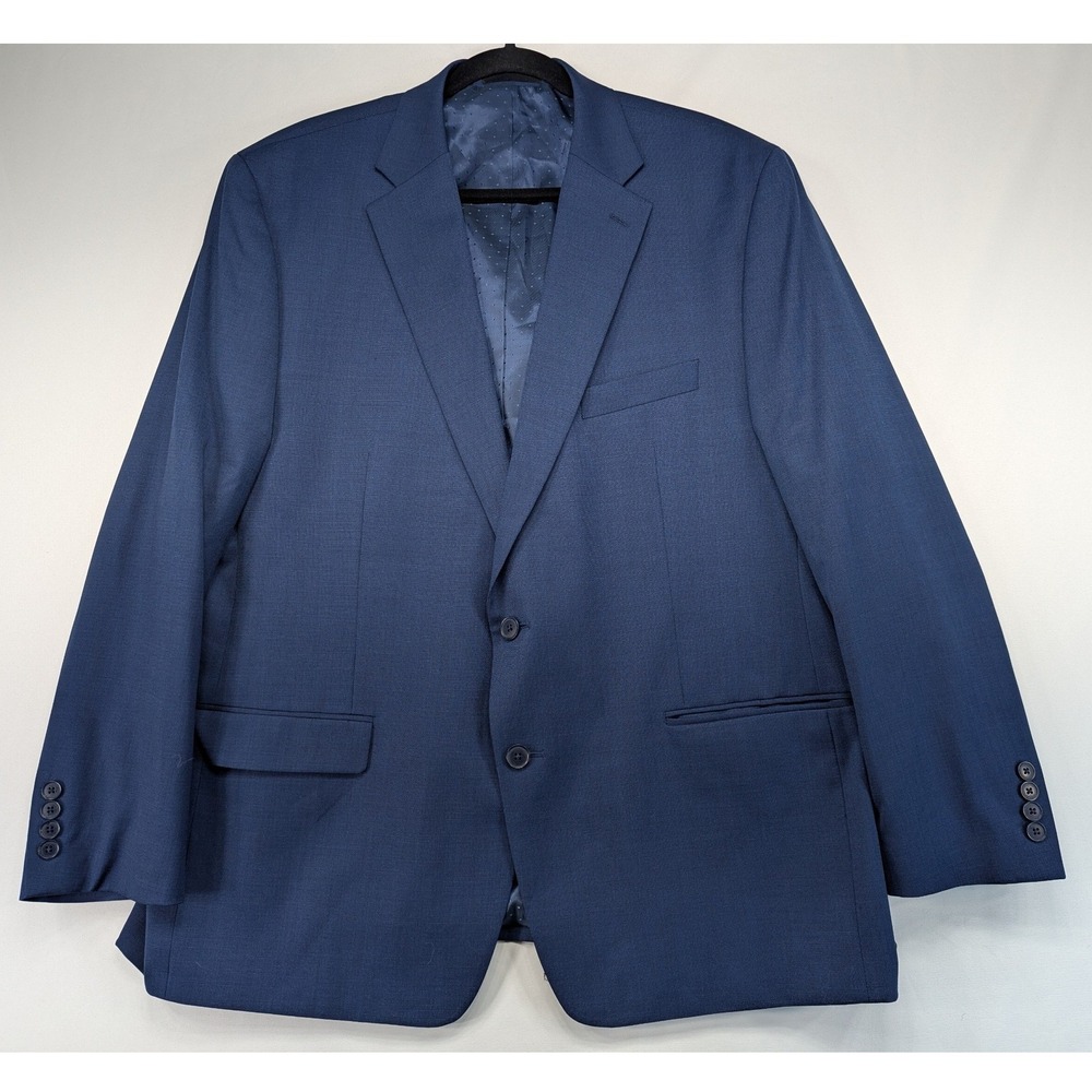 Michael Strahan Mens Blue Wool Blend 2 Button‎ Blazer Sport Coat Jacket 48R